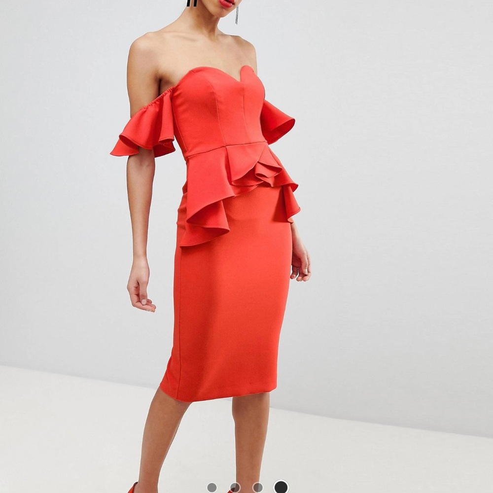 River island peplum frill bodycon dress( a little stain on the peplum)